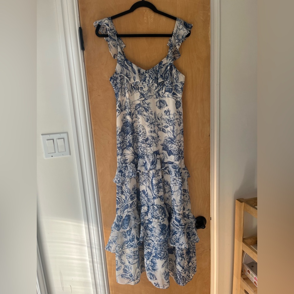 Lucy Paris Blue and White Floral Wedding Dress